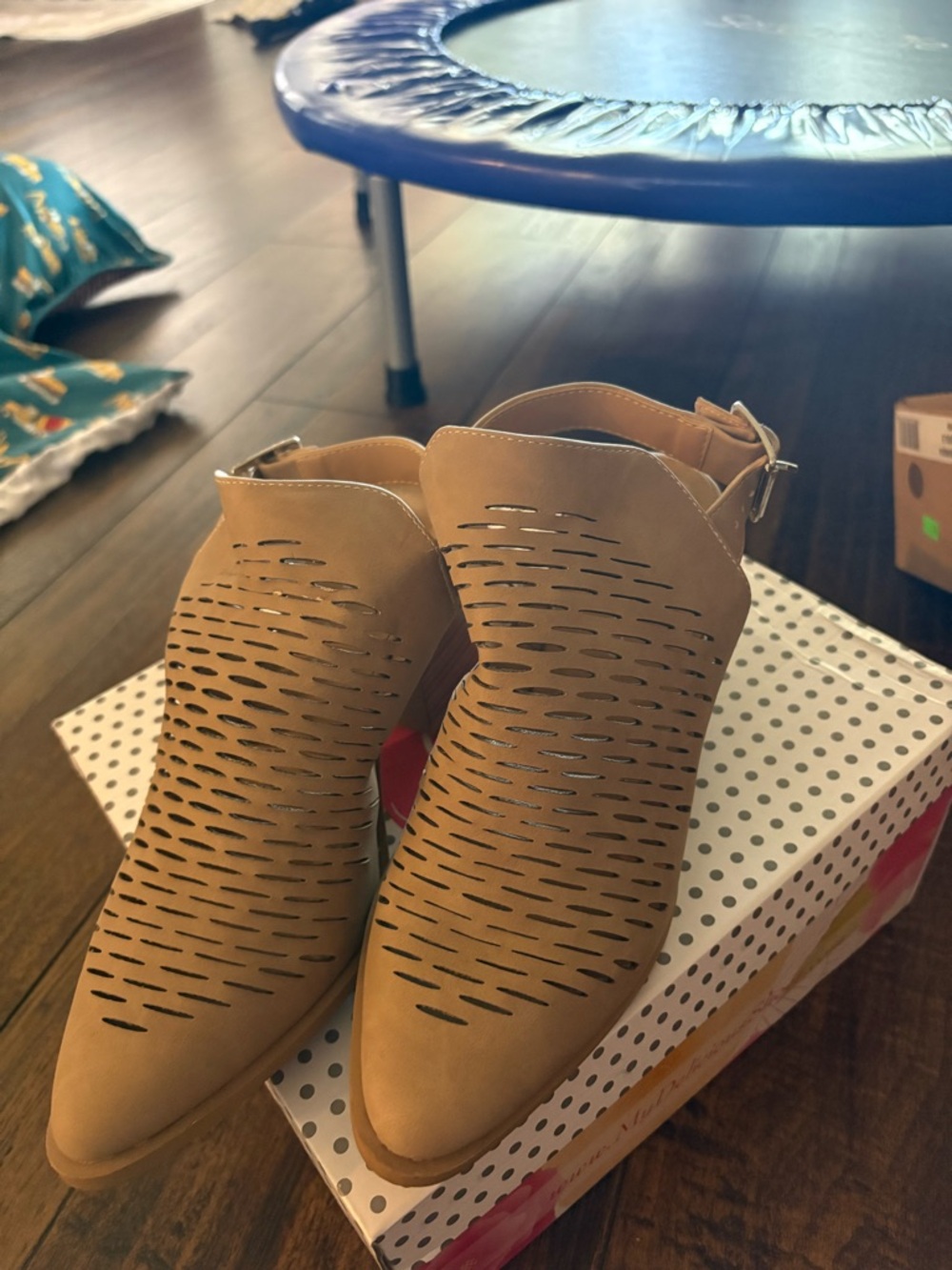 Cityclassified Tan Perforated Ankle Booties